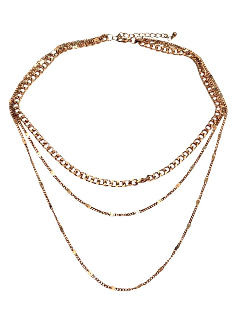 Rose Gold Layered Multi-Chain Necklace